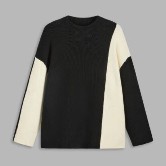 NWT Cider Boxy Black and White Sweater - Picture 1 of 8